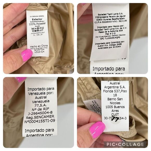 CH Carolina Herrera Windbreaker Ruffle Lightweight Zip Up Jacket Tan Women Small - Picture 7 of 9